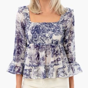 Tuckernuck Moodie Royal Safari Smocked Top sz M